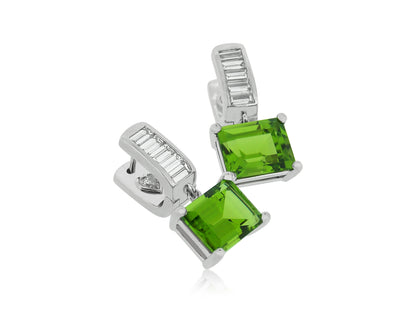 Custom Platinum, Diamond and Peridot Ring and Earrings