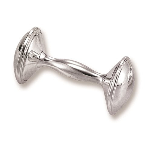 Silver Plated Dumbbell Baby Rattle