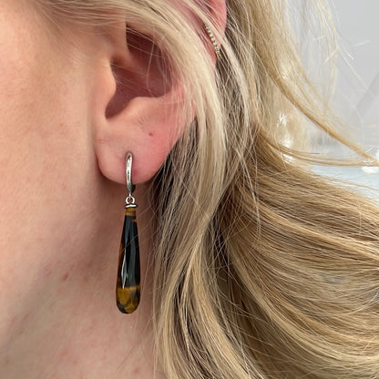 Tigers Eye Hoop Earring Drops