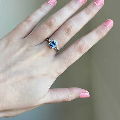 Tanzanite Diamond Halo Ring