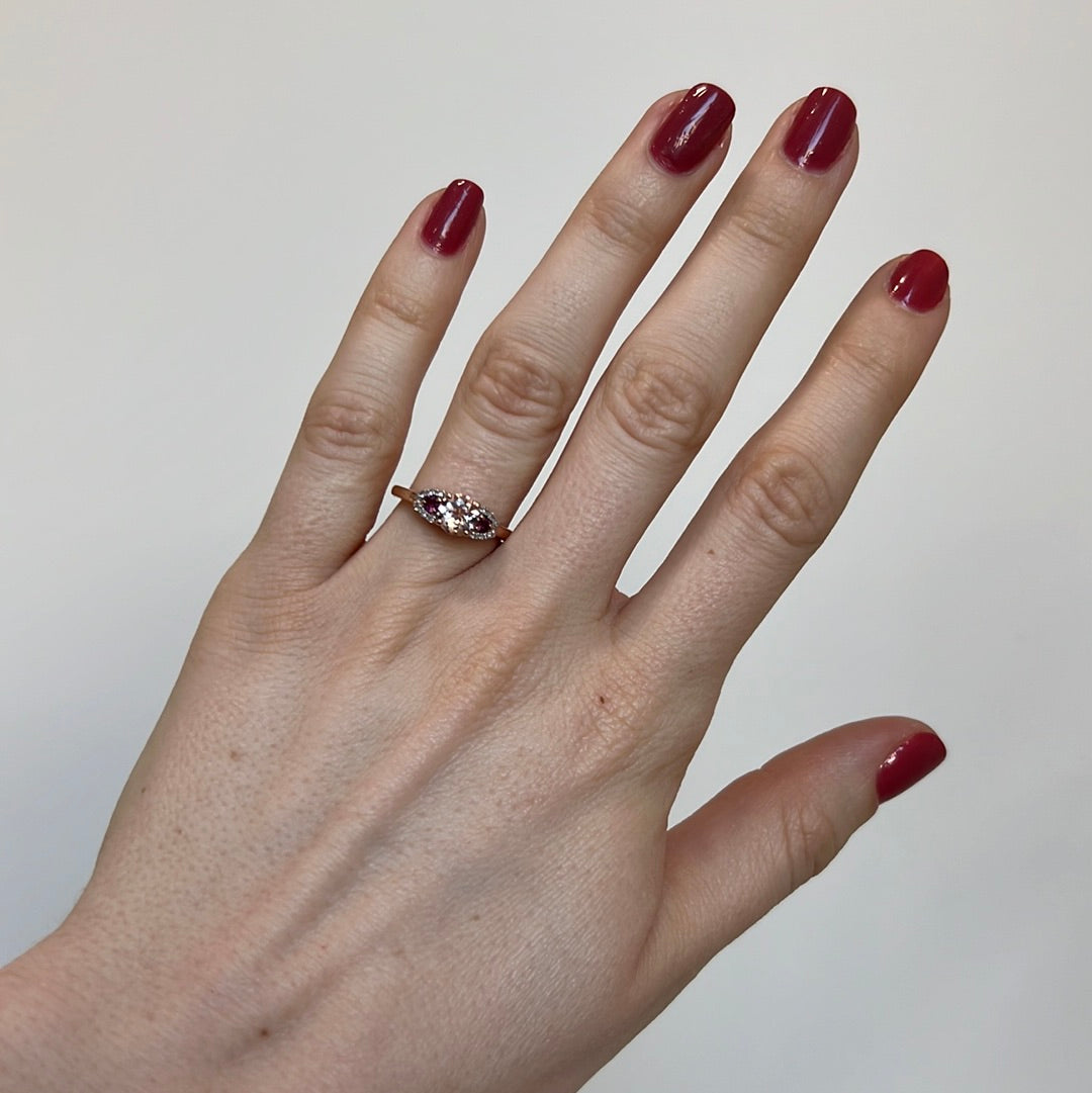 Morganite, Tourmaline Ring with Diamond Accent