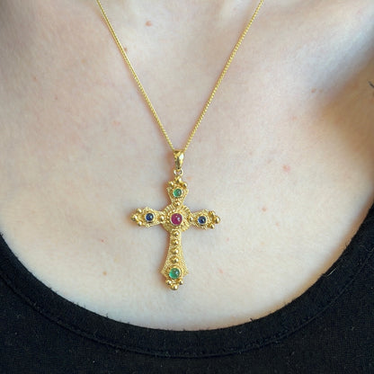 Gold Gemstone Cross