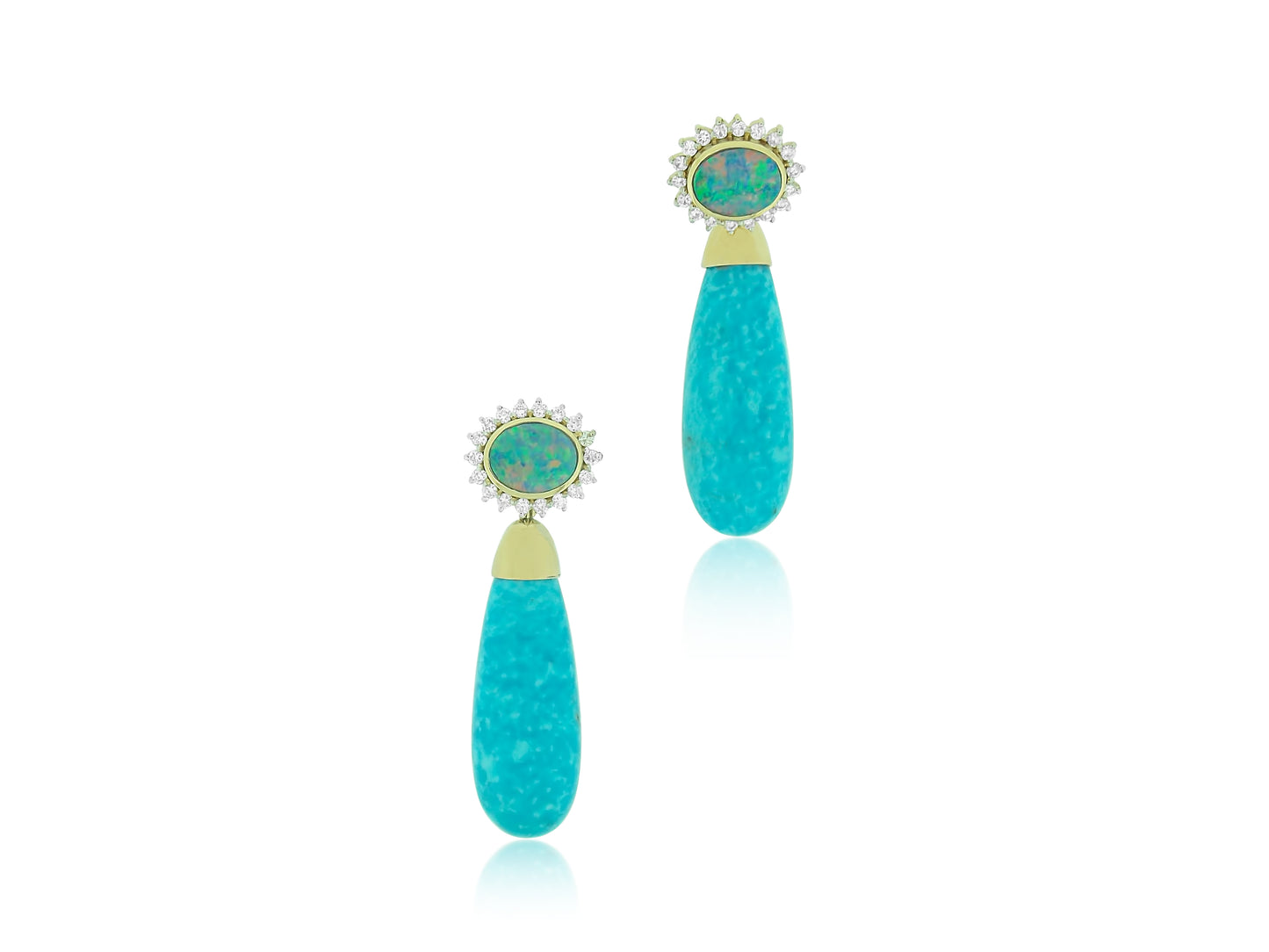 Opal Earrings with Removable Turquoise Drops