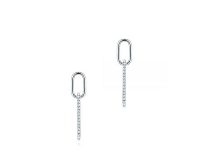 Paper Clip Diamond Dangle Earrings