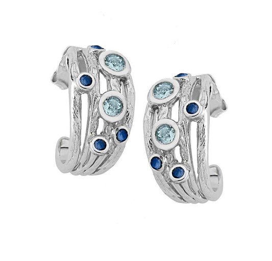 Sapphire and Blue Topaz Hoops