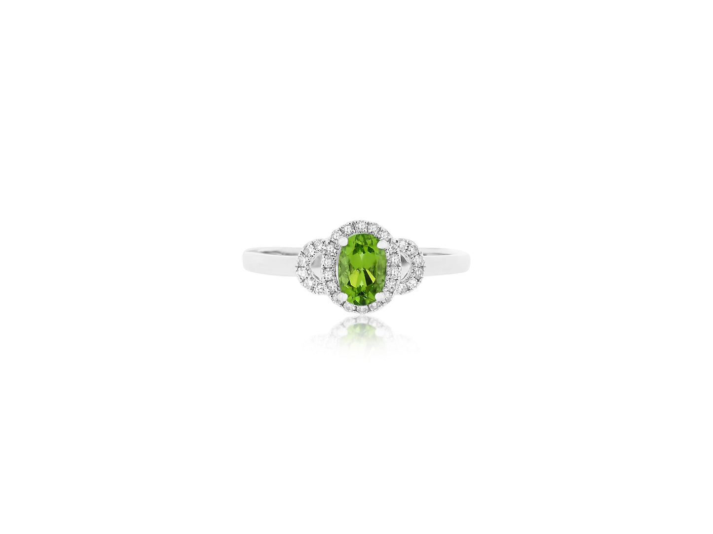 Peridot Diamond Halo Ring