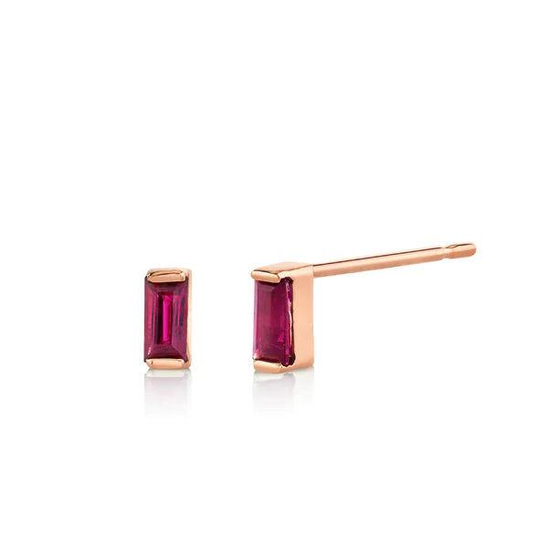 Rhodolite Rose Gold Baguette Earrings
