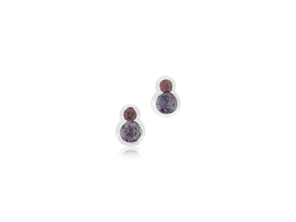 Double Amethyst and Rhodonite Earrings