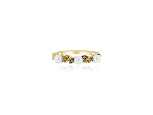 Triple Pearl Rose Gold Ring