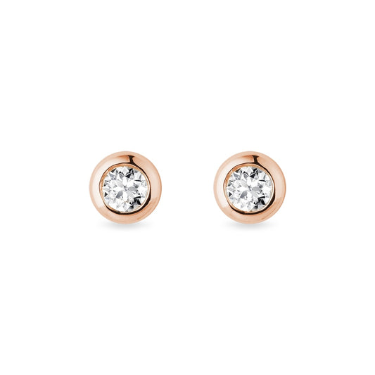 Bezel Rose Gold Diamond Earrings