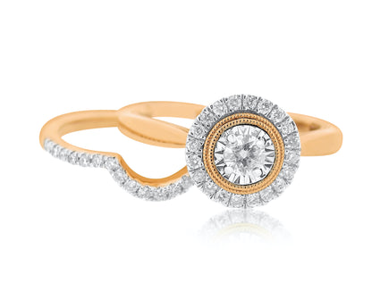 Halo with Illusion Top Diamond Wedding Set