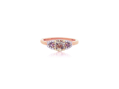 Morganite, Tourmaline Ring with Diamond Accent