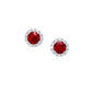 Ruby and Diamond Halo Studs