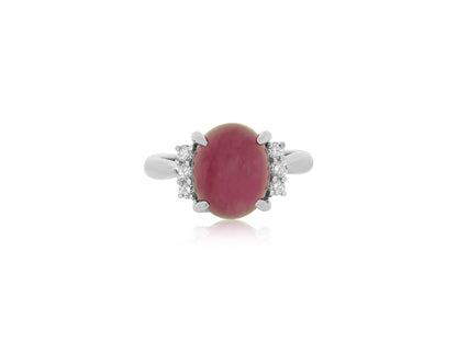 Cabochon Ruby Diamond Platinum Ring