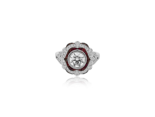 Ruby Diamond Vintage Inspired Ring