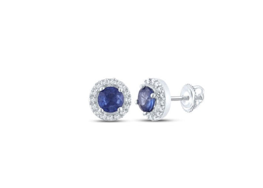 Sapphire Diamond Halo Earrings