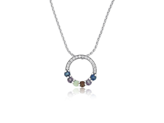 Custom Round Birthstone Necklace