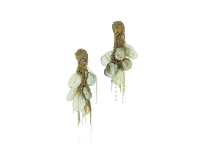 South Sea Pearl Fringe Cluster Earrings