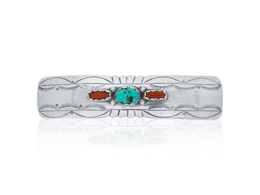 Coral Turquoise  Vintage Barrette