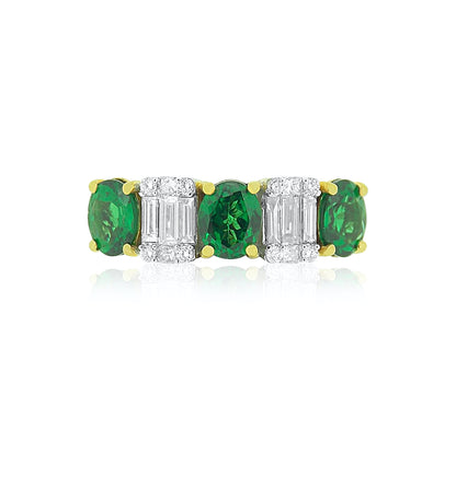 Tsavorite and Diamond Band