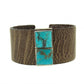 Brown Ostrich & Turquoise Cuff