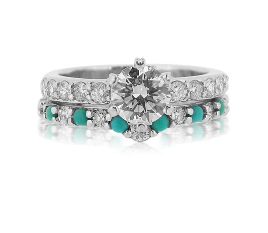Turquoise and Diamond Wedding Set
