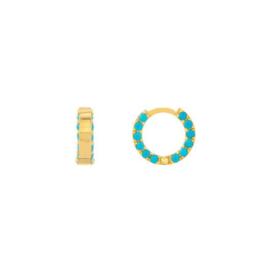 Huggie Turquoise Hoops